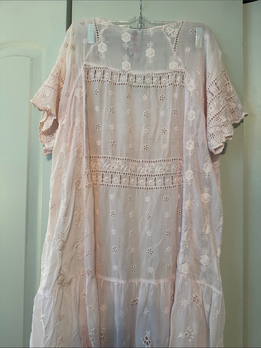 Johnny Was Pale Pink Embroidered Eyelet Tunic / Mini Dress - Picture 5 of 9